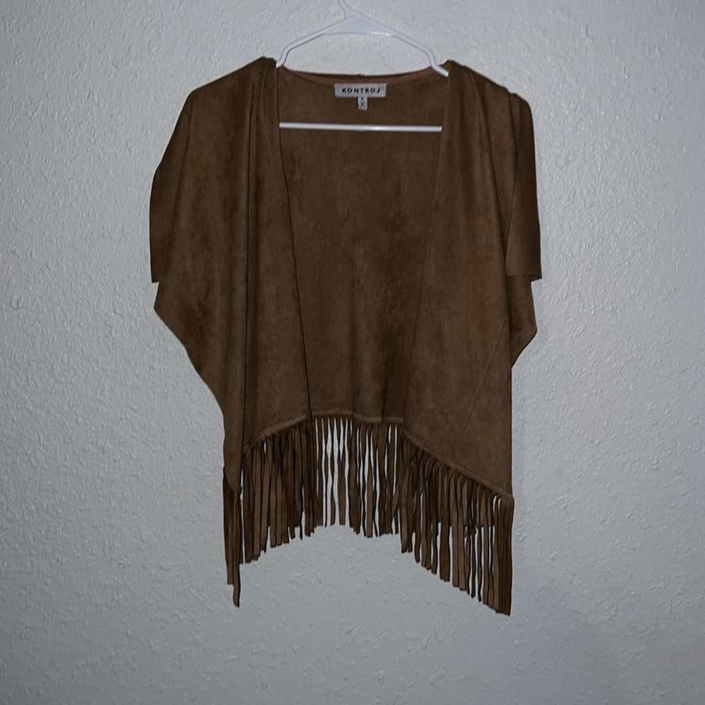 Kontrol Fringe Bohemian Vest Size Small Oversized